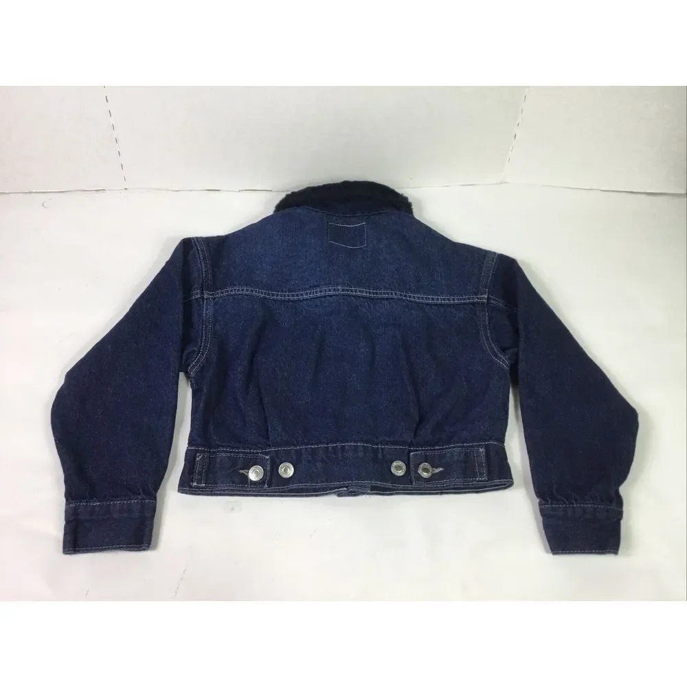 Levi Jacket‎ Child Size SP Blue Denim Collar Blue faux fur Button Kids Chest 30